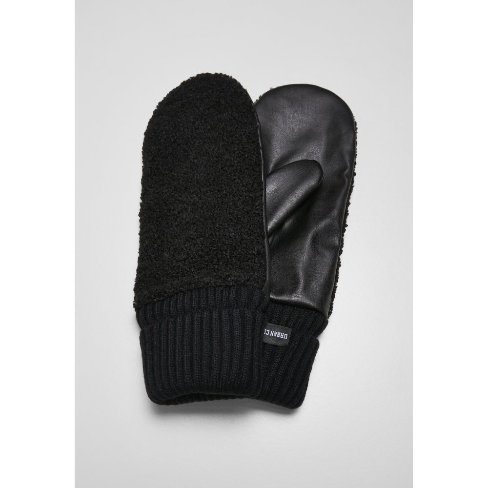 Urban Classics - Sherpa Imitation Leather Handschuhe - Schwarz